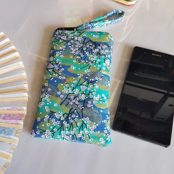 Etui smartphone sur mesure - fermeture zippe - Akina bleu turquoise